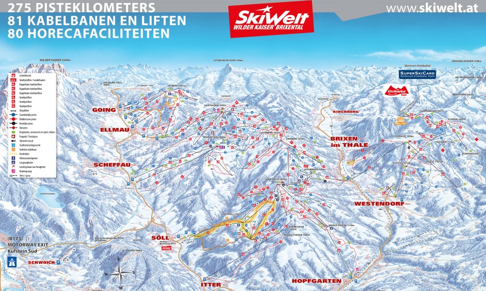 De Pistekaart van SkiWelt Wilder Kaiser - Brixental.
